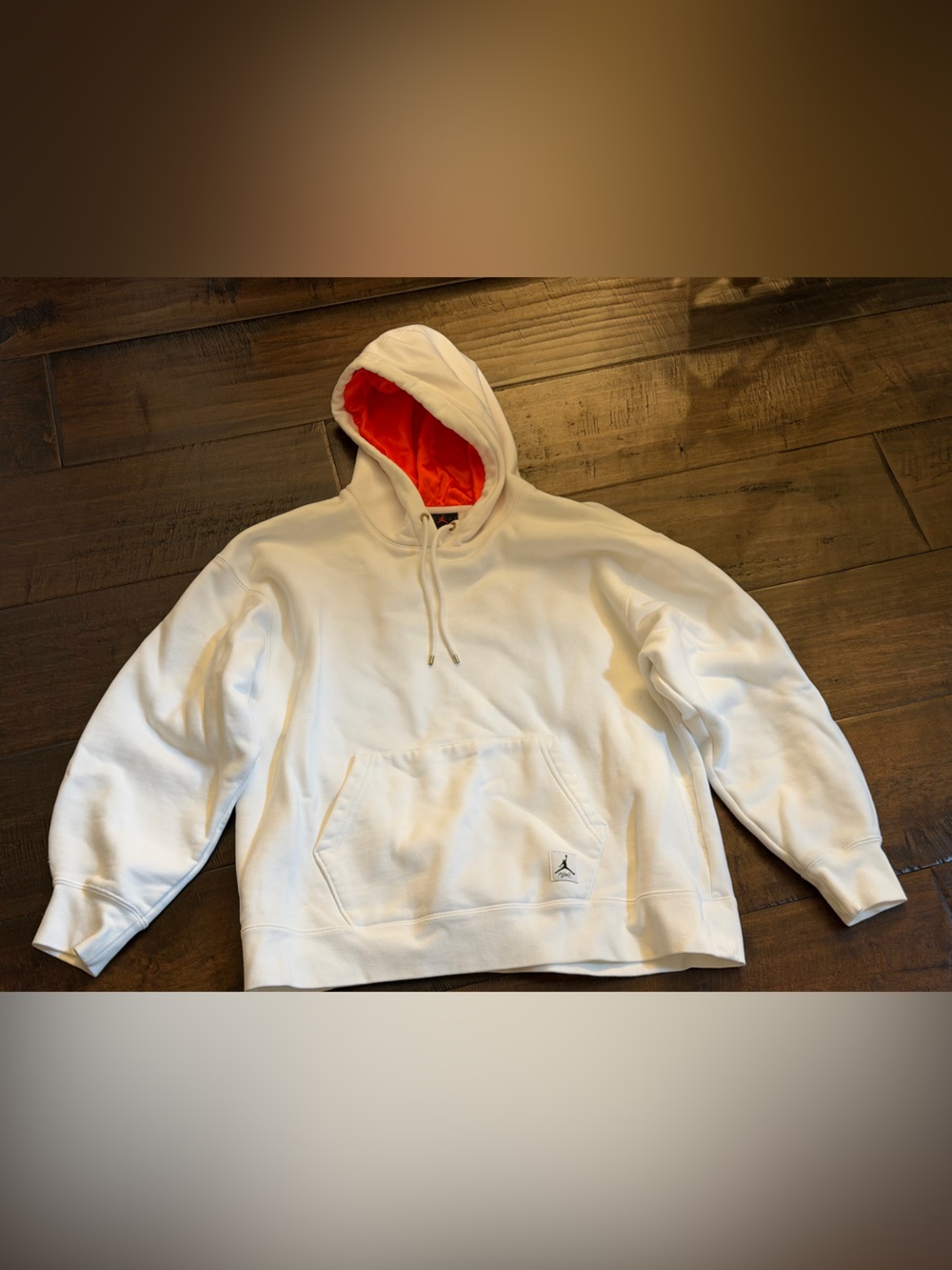 Jordan Flight White Hoodie lined with Silk Orange Hood